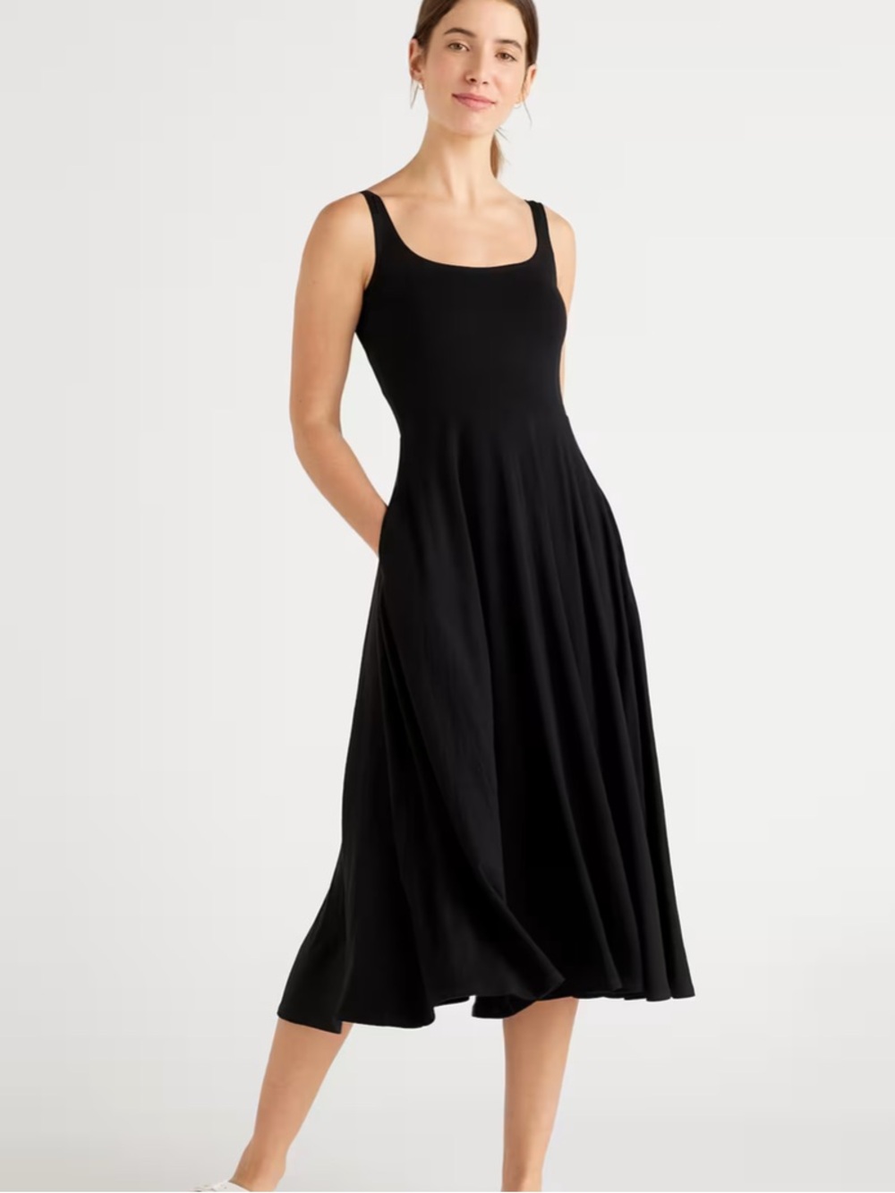 Quince Tencel Jersey Fit & Flare Dress Black Women’s Medium